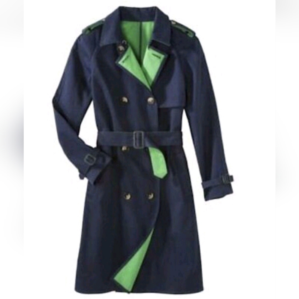 Phillip Lim Womens Double Breasted Trench Coat 20th Anniversary Blue Green M NWT